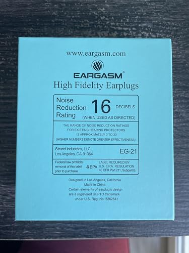 Eargasm High Fidelity Earplugs with Blue Filters - Reusable Noise Reduction Hearing Protection Ear-Plugs with Carrying Case for Concerts, Festivals, Raves, Musicians, Live Music, Sporting Events