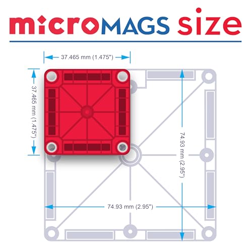 MAGNA-TILES microMAGS 26-Piece Travel Magnetic Construction Set – Bold Colors, The Original Magnetic Building Brand