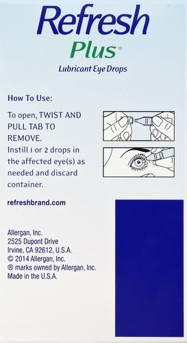 Refresh Plus Lubricant Eye Drops, Preservative-Free, 0.01 Fl Oz Single-Use Containers, 50 Count, Packaging May Vary