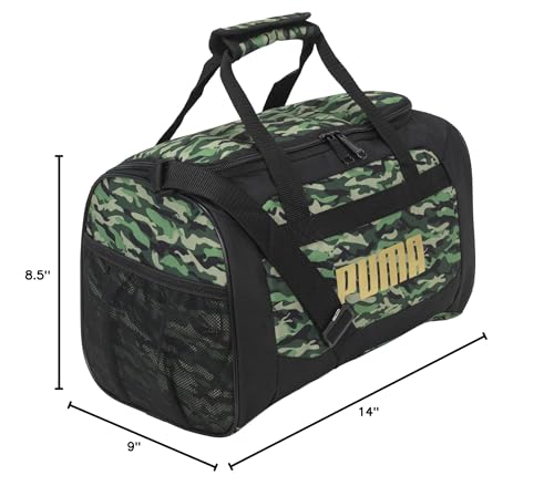 PUMA Kids' Evercat Transformation Duffel Bag, Green Camo/Gold, One Size