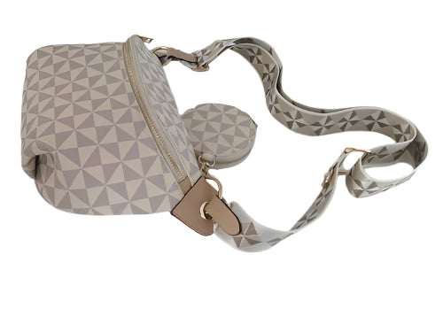 Trendy Beige Checkered Crossbody Sling Bag with Adjustable Strap