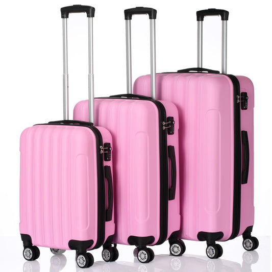 Cute and Durable 3-Piece Luggage Set (Pink)