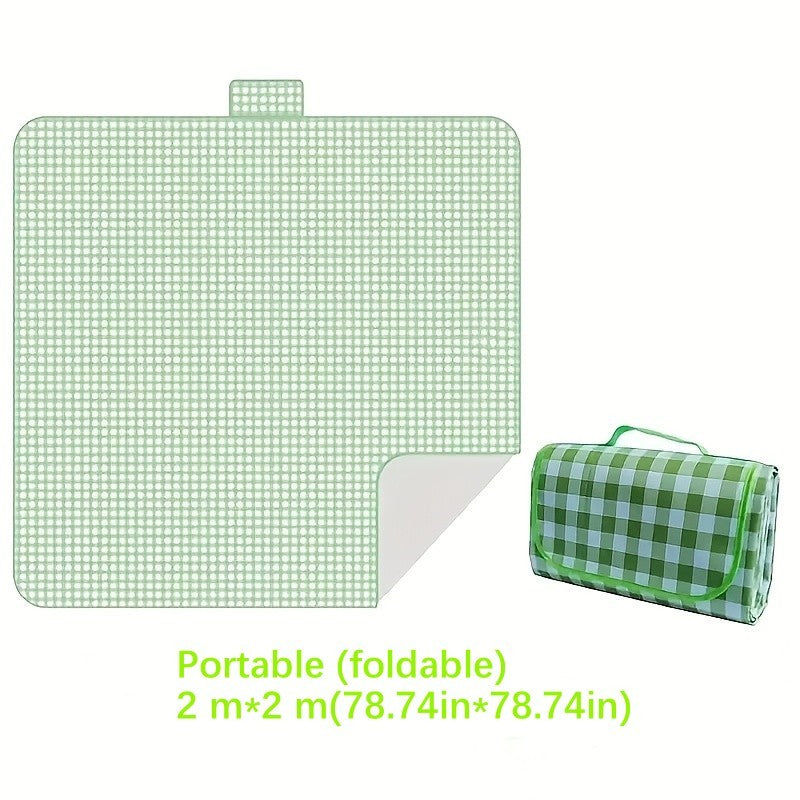 Waterproof Picnic Blanket - 2m X 2m, Thickened With Aluminum Mold Moisture-proof, Portable Outdoor Camping Mat, Handbag Style Design, Suitable For Picnics, Beaches, Hiking, And Festivals