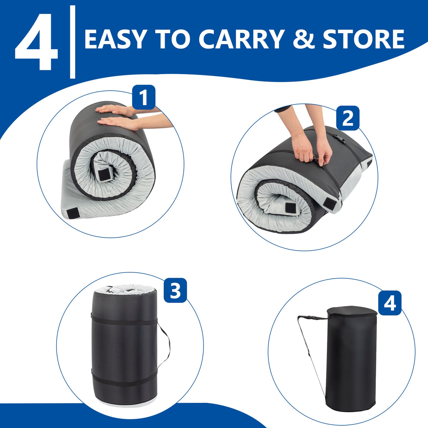 75x30x2.5in, Memory Foam, Grey Camping Mattress, With Storage Bag