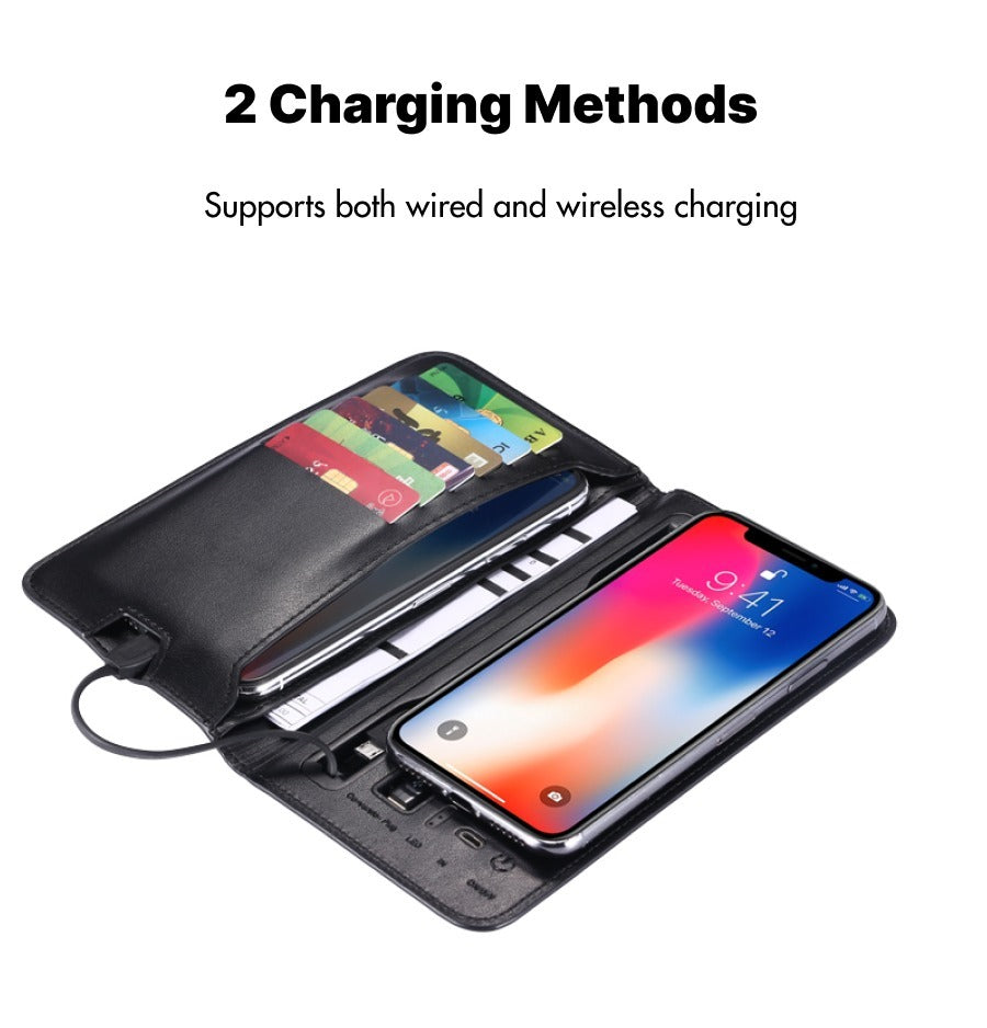 Smart Charging Travel Wallet with Built-In Power Bank