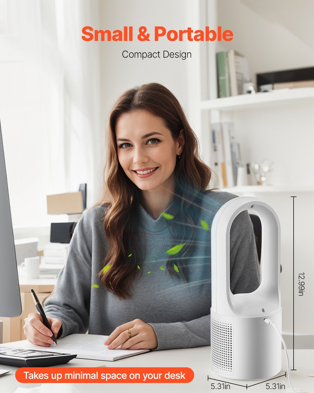 FREE U.S. SHIPPING! Portable 6-Speed Desktop  Bladeless Quiet Table for Bedroom and Office
