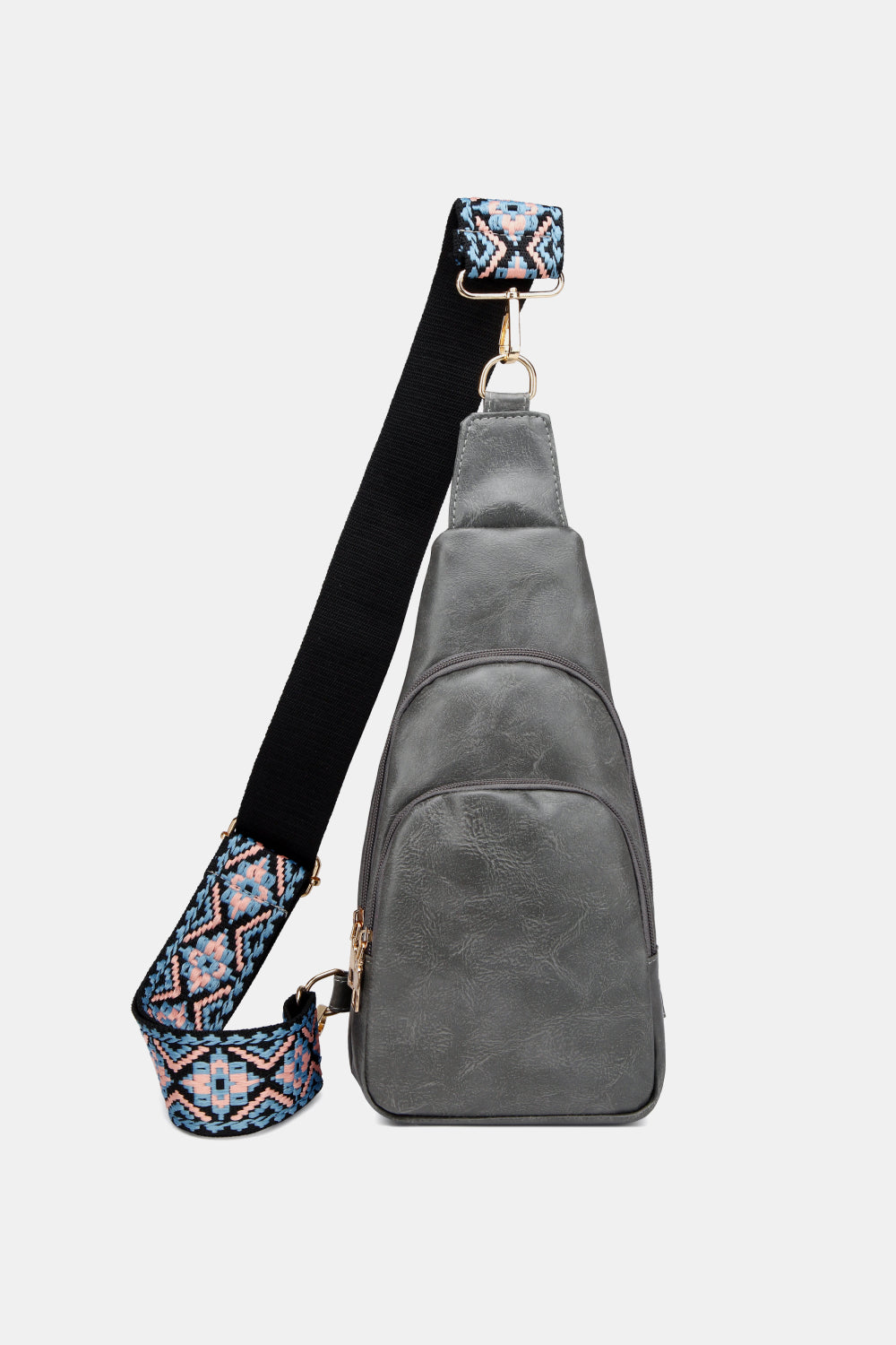 Elongated Faux Leather Sling Bag