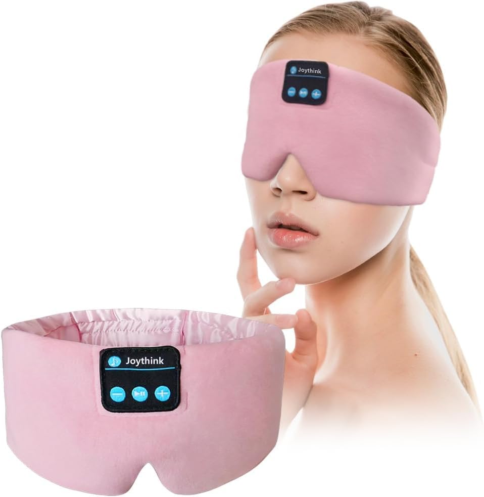 Joythink High-Tech Satin Wraparound Sleep Mask with Built-In Bluetooth Headphones (Pink)