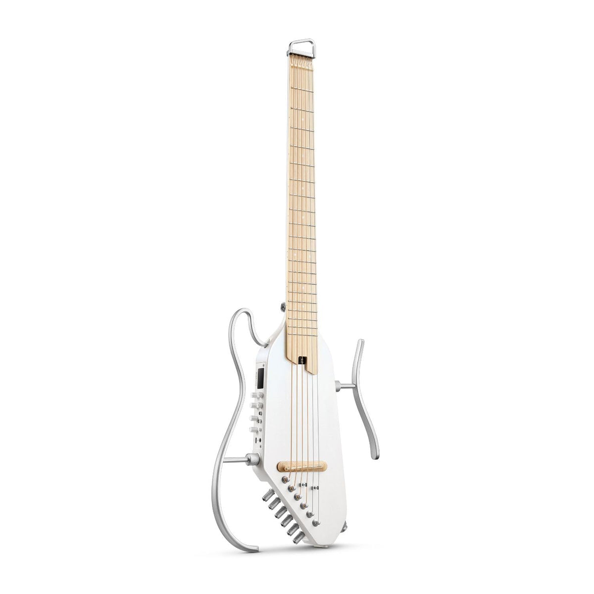 Donner HUSH I PRO Acoustic Electric Travel Guitar (Metallic White)