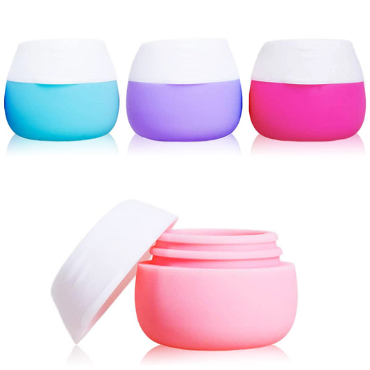 Gemice Travel Containers for Toiletries, Silicone Cream Jars, TSA Approved Travel Size Containers Leak-proof Travel Accessories with Lid for Cosmetic Makeup Face Body Hand Cream (4 Pieces)