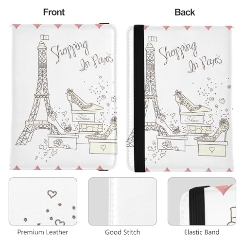 Passport Holder Women Shopping Paris Peach Creative PU Leather Passport Wallet Travel Gift 5.7 * 4.3in