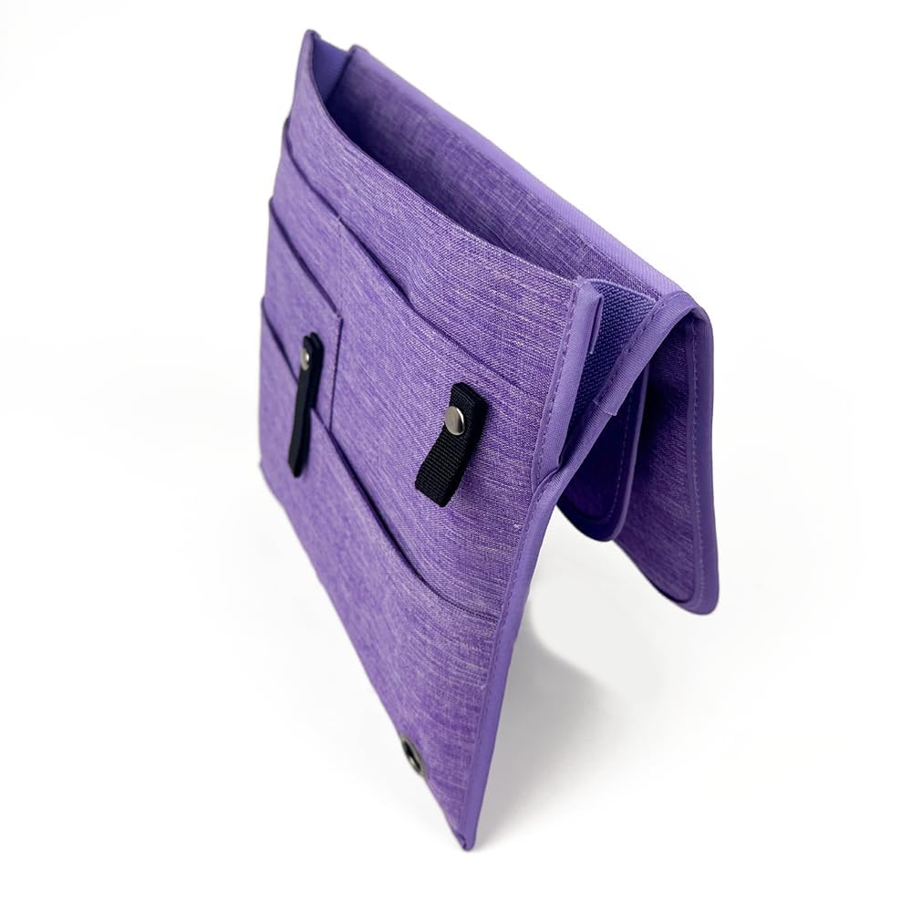 SO~MINE Airplane Pocket Organizer | Tray Table Cover | In Flight Seat Back Organizer Bag | Commuter Essential Travel Bag | Media Pouch For Flying | Travel Gift | Attaches To Luggage (Purple)