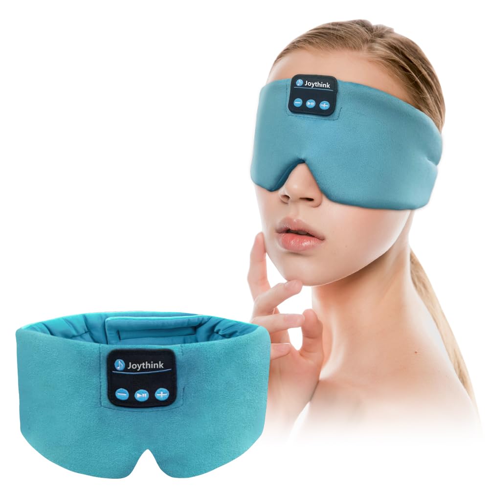 Joythink High-Tech Satin Wraparound Sleep Mask with Built-In Bluetooth Headphones (Cyan)