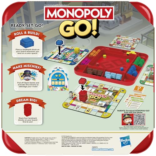 Monopoly GO! Board Game | Inspired by The Popular Mobile Board Game | Ages 8+ | 2-4 Players | 15 Mins. | Family Games | Travel Games for Kids and Adults