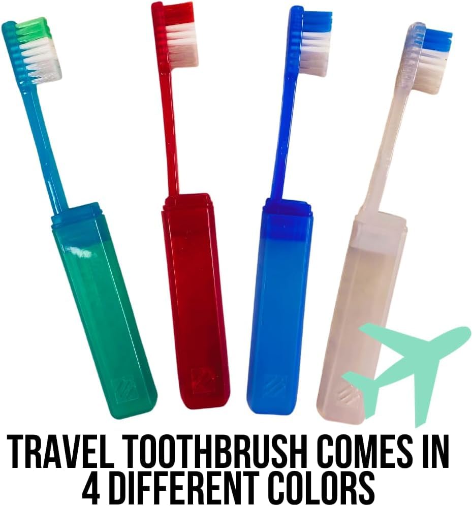 Dental Travel Kit with Travel Toothbrush, Travel Sized Toothpaste, Mouthwash and Floss in a Reusable Zipper Pouch, Ideal for Traveling (TSA Approved), Toothbrush Travel Kit