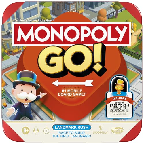 Monopoly GO! Board Game | Inspired by The Popular Mobile Board Game | Ages 8+ | 2-4 Players | 15 Mins. | Family Games | Travel Games for Kids and Adults