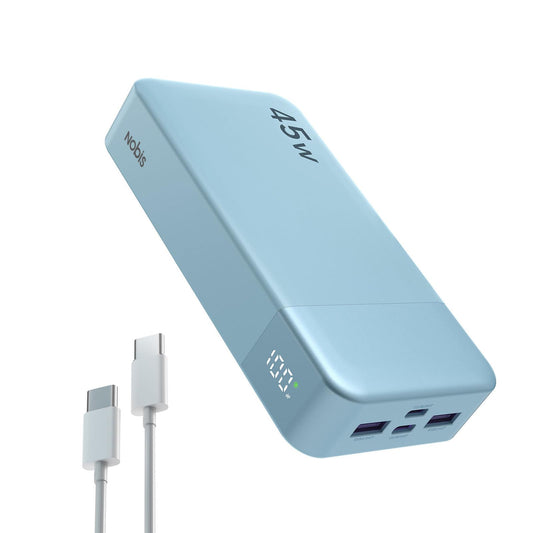 NOBIS Portable Charger, 20000mAh Power Bank, 45W Power Bank Fast Charging, Battery Pack with C to C Cable, Battery Bank with Digital Display for iPhone Android Laptop etc(Blue)