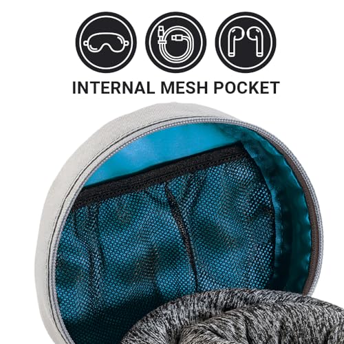 Go Travel Universal Pillow Packer, Ideal for Carrying Travel Pillow, Compatible with Most Memory Foam Pillows, Perfect for Airplane, Bus, Car, and Train Journey, Travel Essentials, Blue