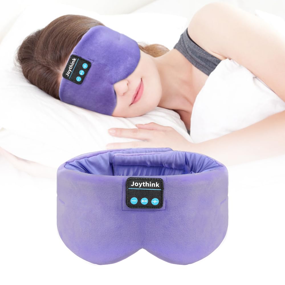 Joythink High-Tech Satin Wraparound Sleep Mask with Built-In Bluetooth Headphones (Purple)