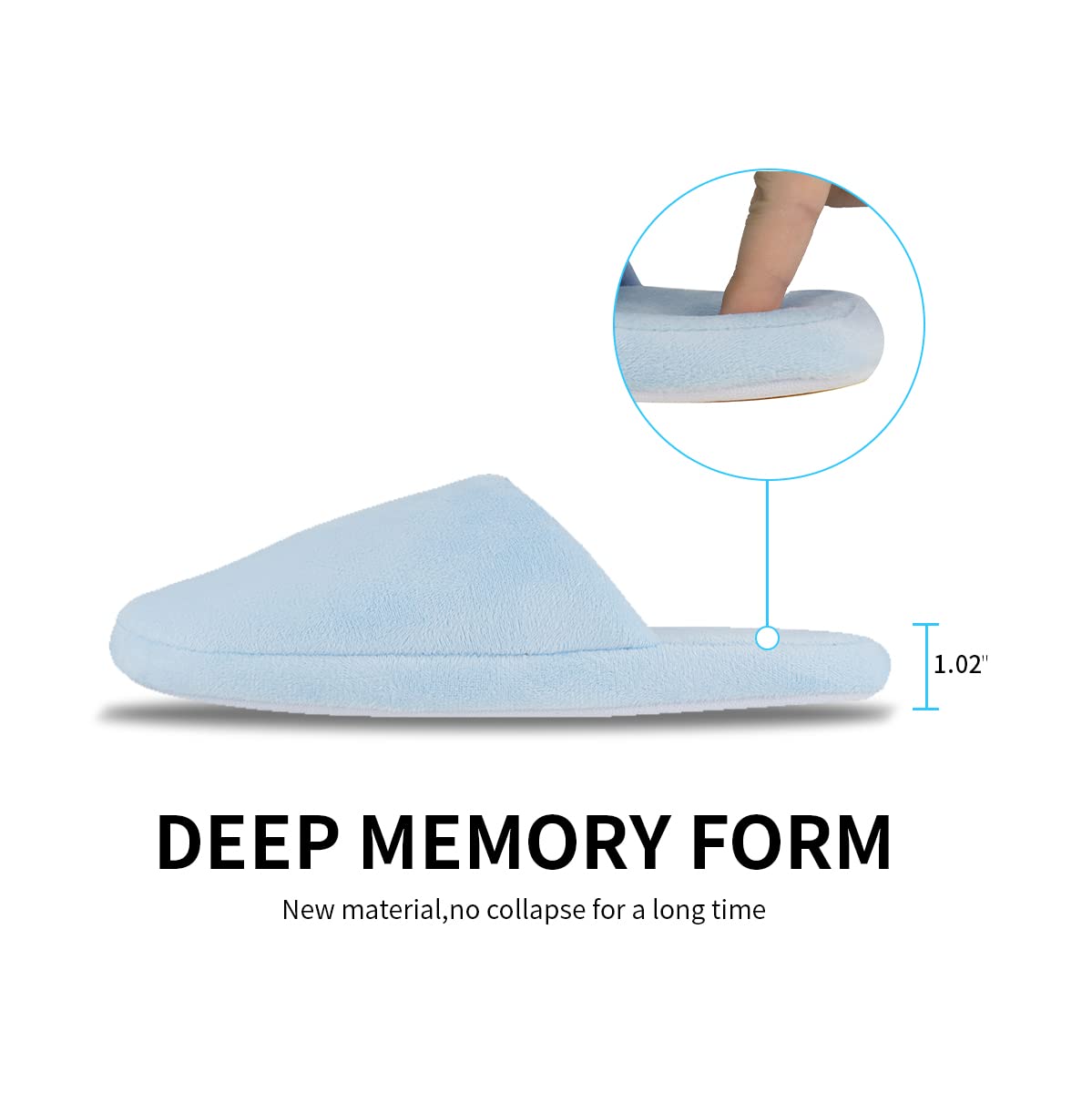 Tlizzz7 3-Pair Luxury Spa Slippers - Cotton Memory Foam Non-slip Closed Toe Washable Slippers for Hotel,Guest,Travel,Bride,Women and Men