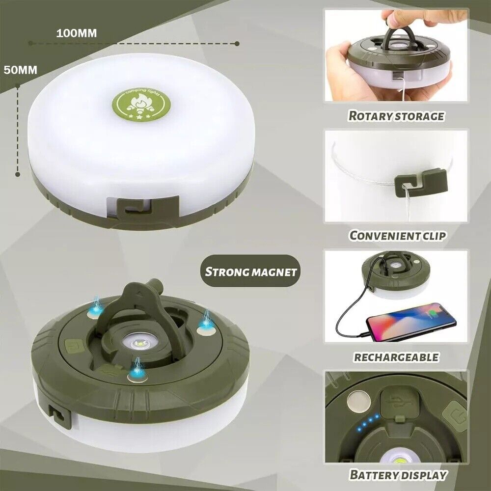 10M Outdoor Camping String Lights Festival Tent Light USB Charging Hanging Lamps