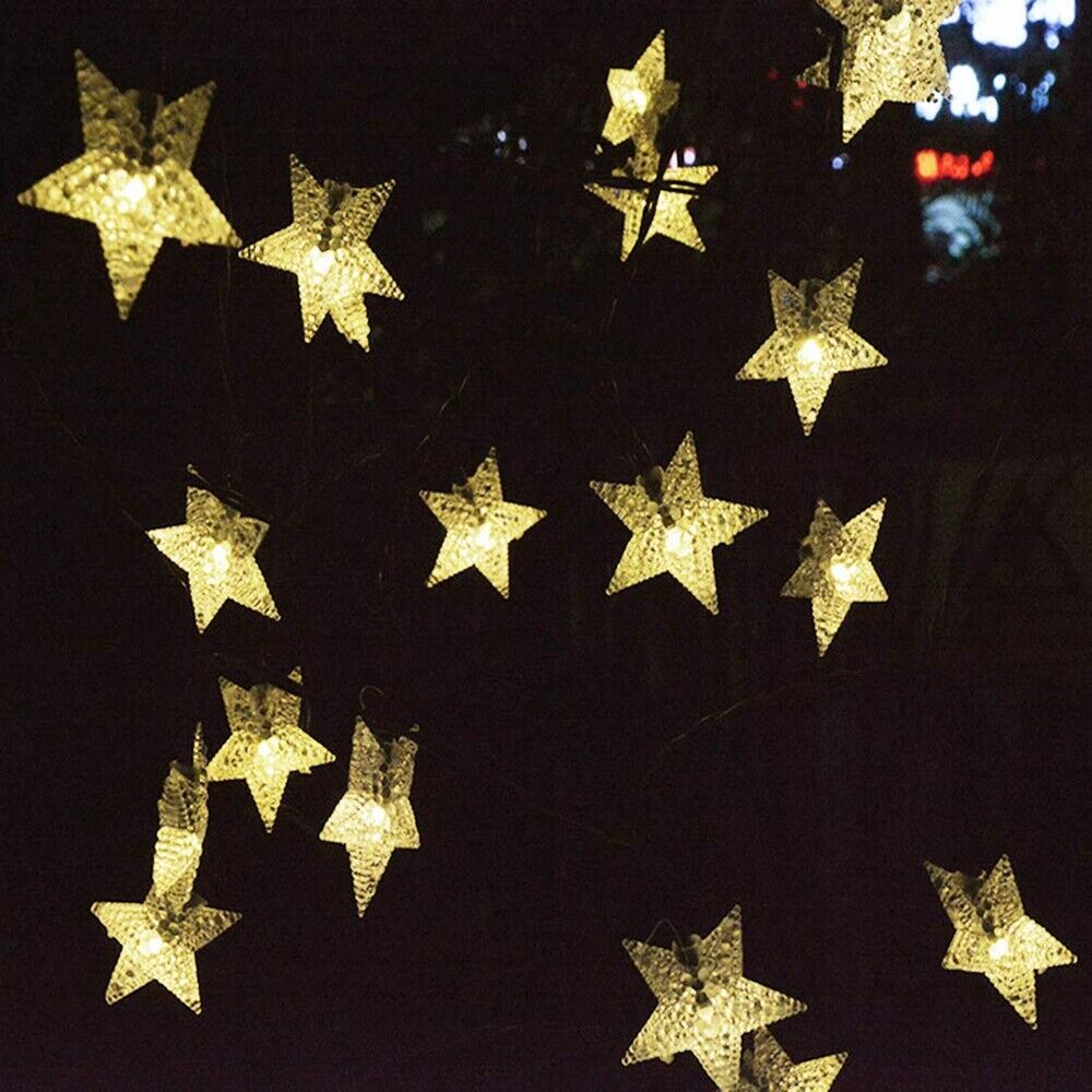 Solar Powered Star Fairy String LED Lights Waterproof Xmas Garden Outdoor Decor