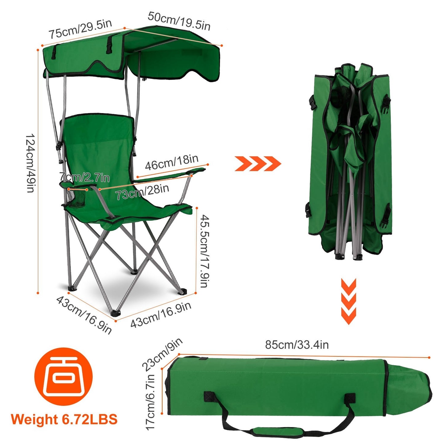 Camping Chair With Sunshade, Foldable Portable Rain Shelter Chair, Supports 330LBS, Banned On Walmart Platform