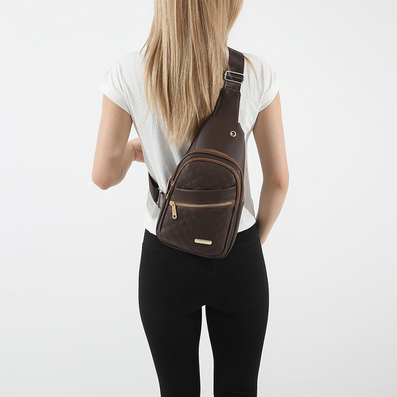 Compact Crossbody Sling Bag with Adjustable Strap and Earphone Hole