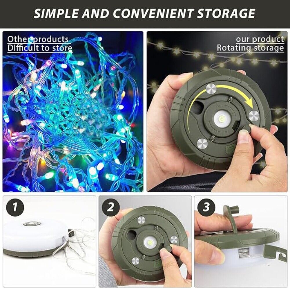 10M Outdoor Camping String Lights Festival Tent Light USB Charging Hanging Lamps