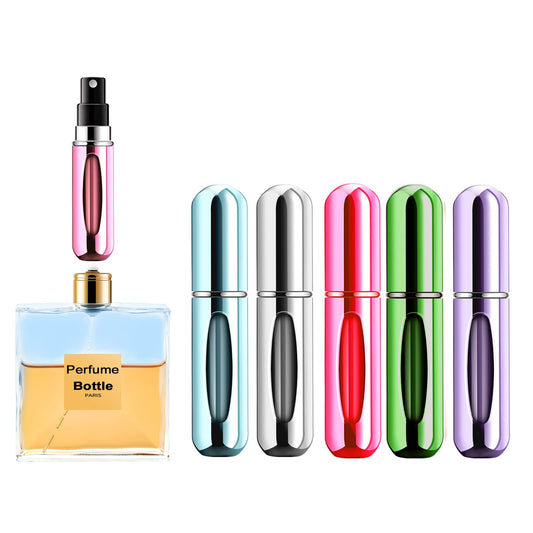 Portable Mini Refillable Perfume Atomizer Bottle Refillable Spray, Atomizer Perfume Bottle, Scent Pump Case, Perfume Atomizer Refillable Travel (5ml, 5 Pack) (Purple, Blue, Breen, Rose Red, Silver)