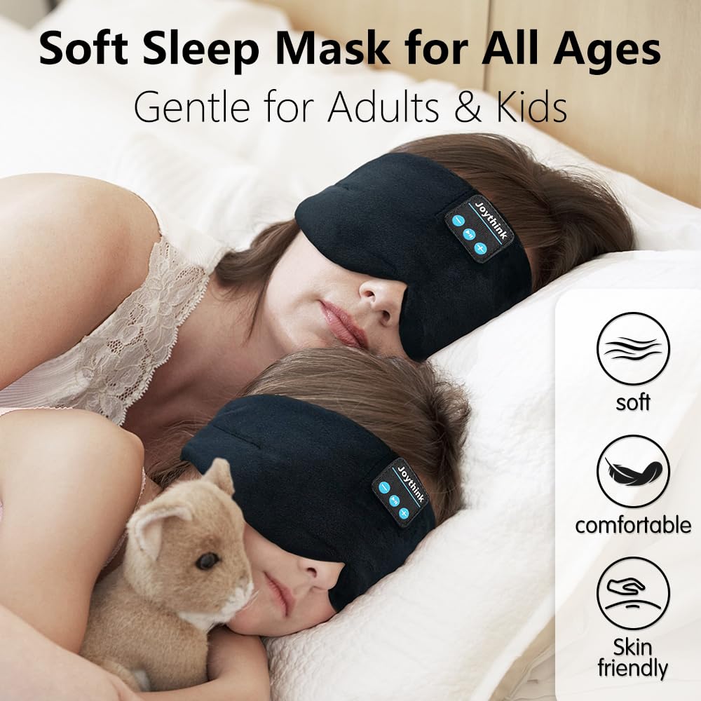 Joythink High-Tech Satin Wraparound Sleep Mask with Built-In Bluetooth Headphones (Black)