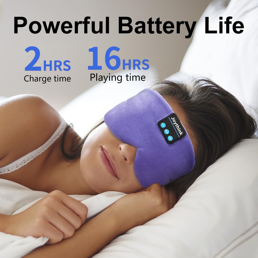 Joythink High-Tech Satin Wraparound Sleep Mask with Built-In Bluetooth Headphones (Purple)