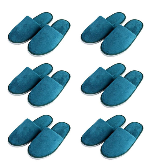 CYlovinho 6 Pairs Spa Slippers for Women Men, Disposable Guest Slippers Washable Foldable Slippers Coral Fleece Slipper Bath Slippers Wedding Slippers