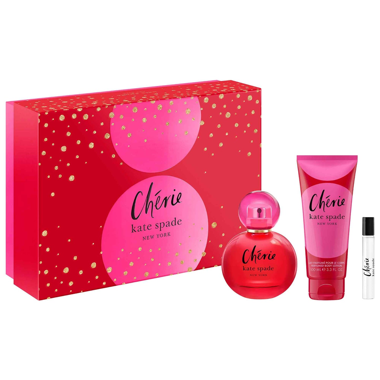 kate spade new york Cherie Eau de Parfum 3 Piece Gift Set - Full Size Eau de Parfum, Full Size Body Lotion, and Travel Spray