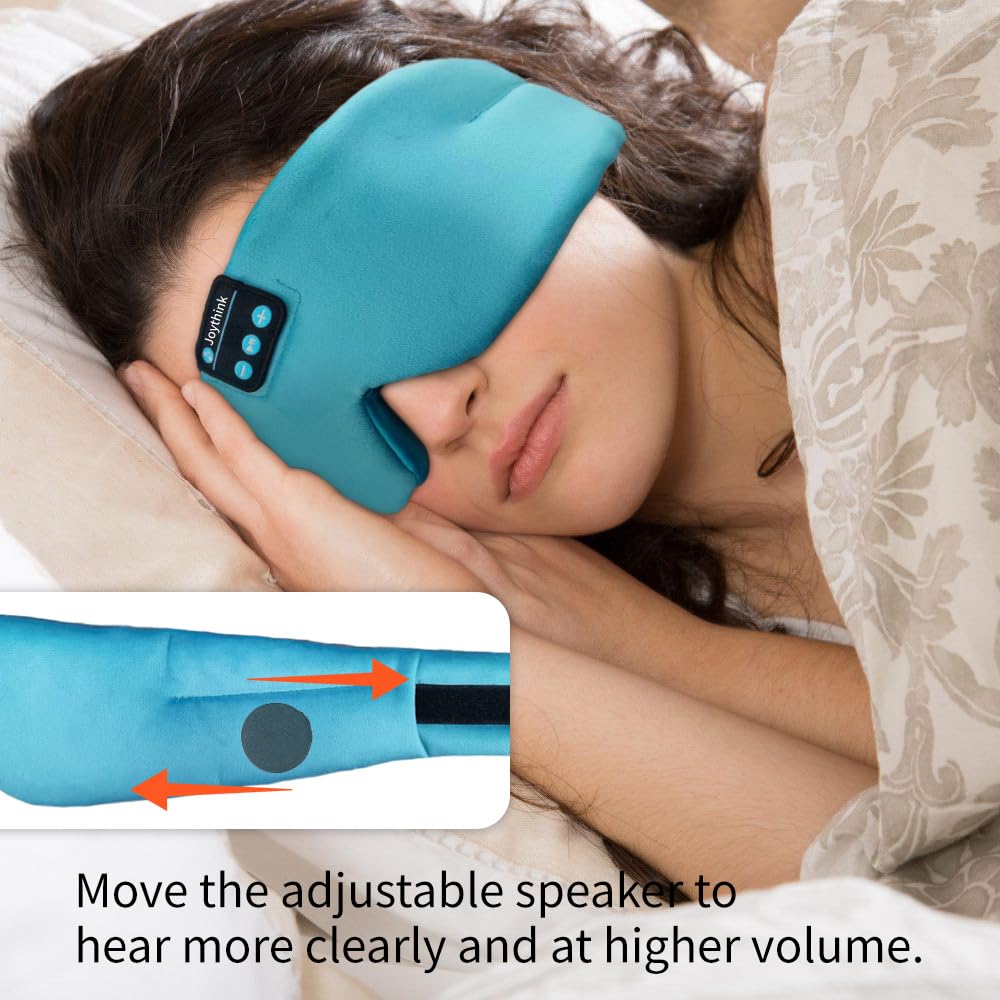 Joythink High-Tech Satin Wraparound Sleep Mask with Built-In Bluetooth Headphones (Cyan)