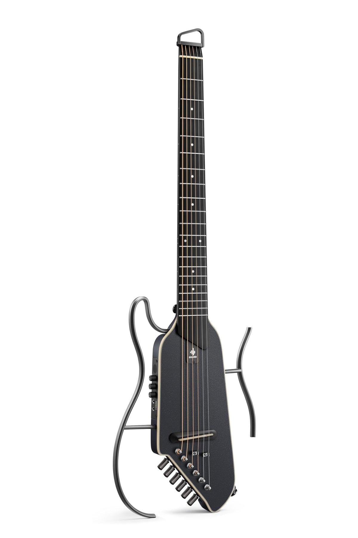 Donner HUSH I EVO2 Acoustic Electric Travel Guitar (Black)