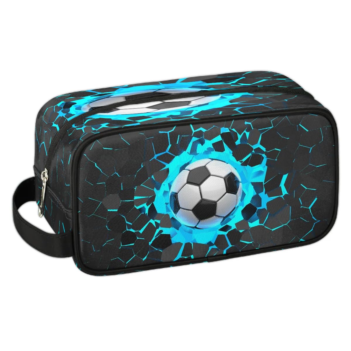 ADTASU 3D Light Wall Football Kids Toiletry Bag for Boys, Kids Dopp Kit, Waterproof Lightweight Cosmetic Bag Wash Bag Shaving Bag for Boys for Kids Toddler Travel Essential