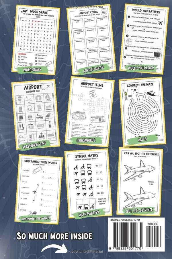 Airplane Activity Book For Kids Ages 8-12: Perfect For Travel Trips | Includes Mazes, Word Searches, Sudoku, Crosswords And More!