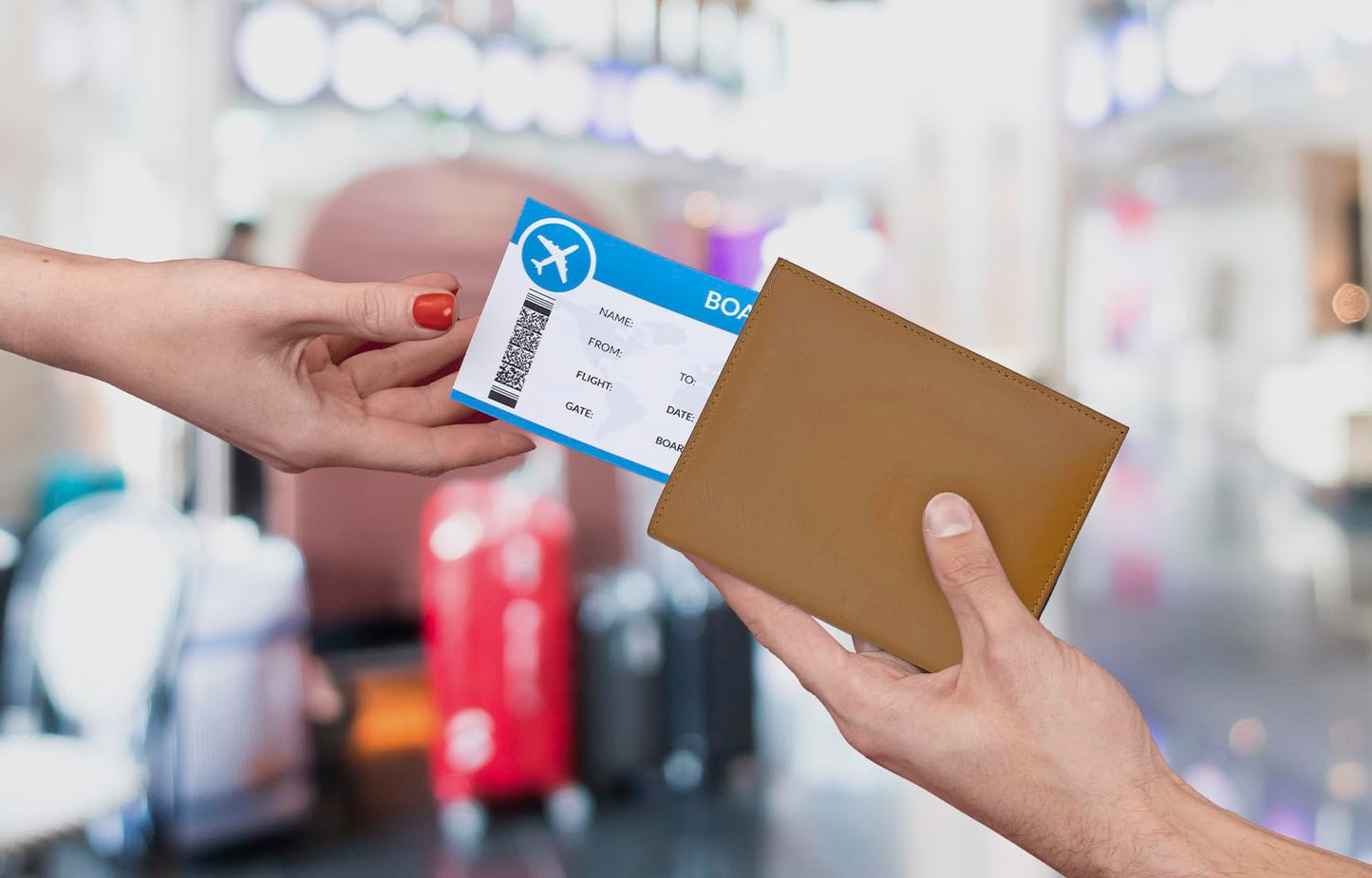 Leather RFID-Shielding Passport Holder and Wallet (Light Brown)