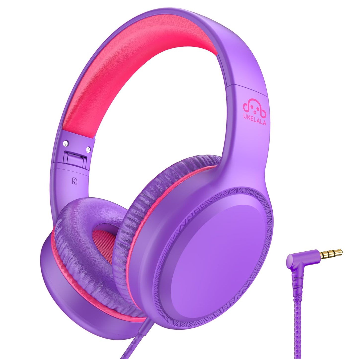 UKELALA U2 Wired Headphones for Kids Girls for School | Lightweight Folable Youth Headphones for Airplane Travel Classroom | Compatible with PC Laptop Tablet for Adults Student Children Purple