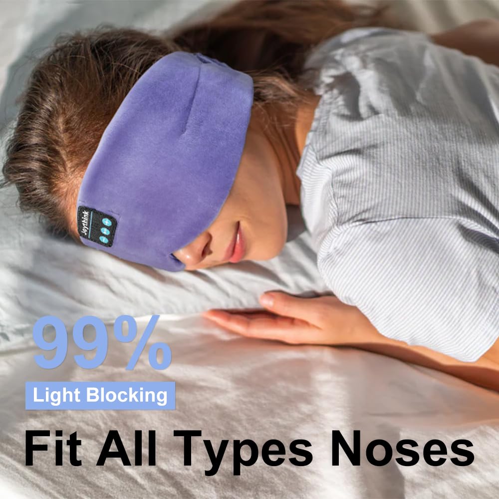 Joythink High-Tech Satin Wraparound Sleep Mask with Built-In Bluetooth Headphones (Purple)