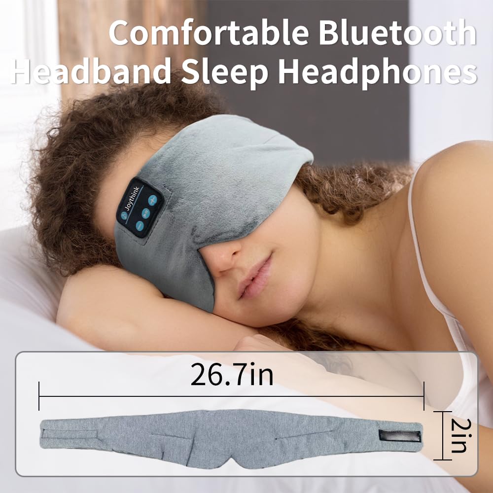 Joythink High-Tech Satin Wraparound Sleep Mask with Built-In Bluetooth Headphones (Grey)