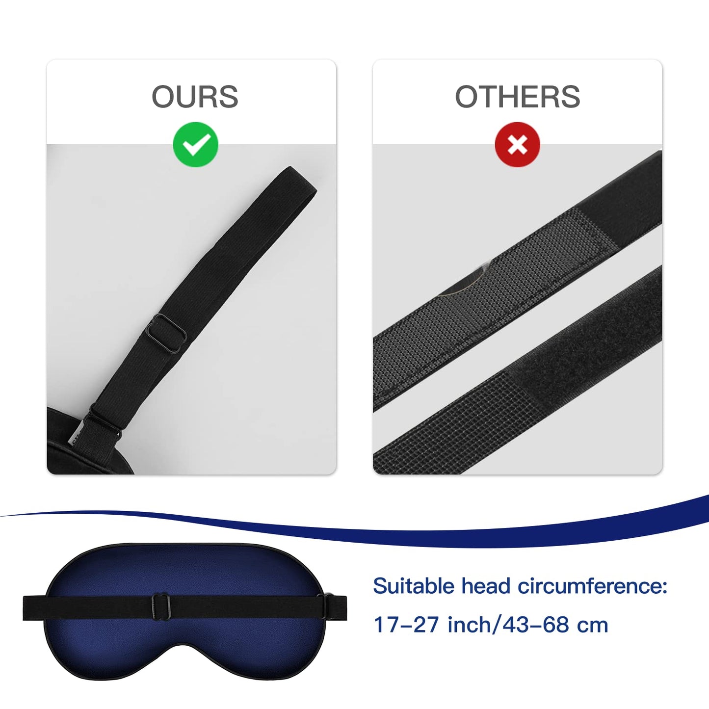 Satin Sleep Mask with Adjustable Strap (Blue)