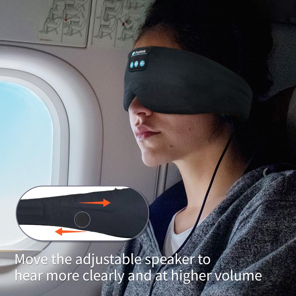 Joythink High-Tech Satin Wraparound Sleep Mask with Built-In Bluetooth Headphones (Black)