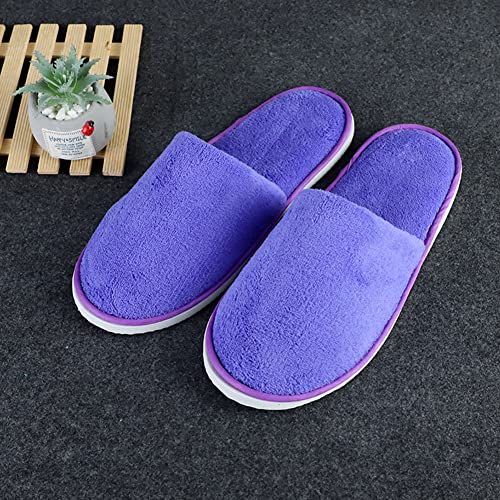 CYlovinho 6 Pairs Spa Slippers for Women Men, Disposable Guest Slippers Washable Foldable Slippers Coral Fleece Slipper Bath Slippers Wedding Slippers