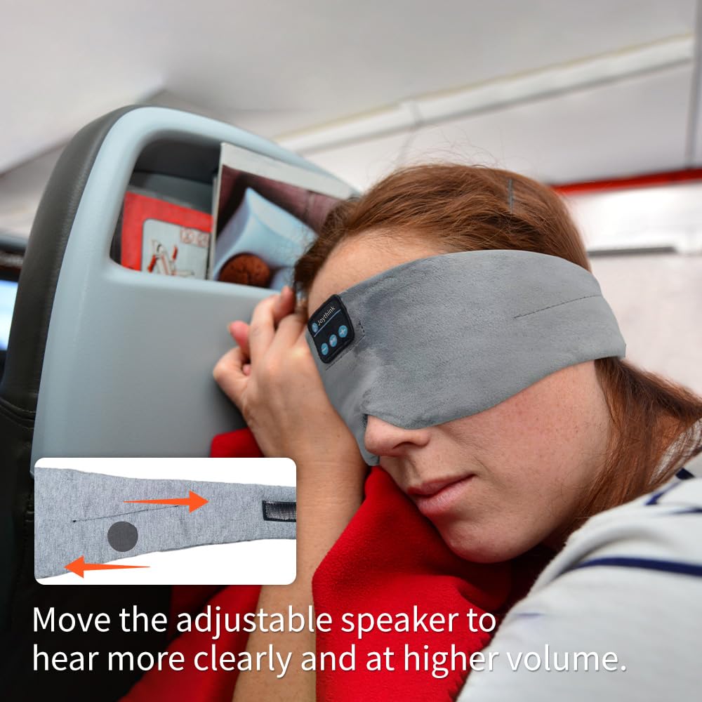 Joythink High-Tech Satin Wraparound Sleep Mask with Built-In Bluetooth Headphones (Grey)