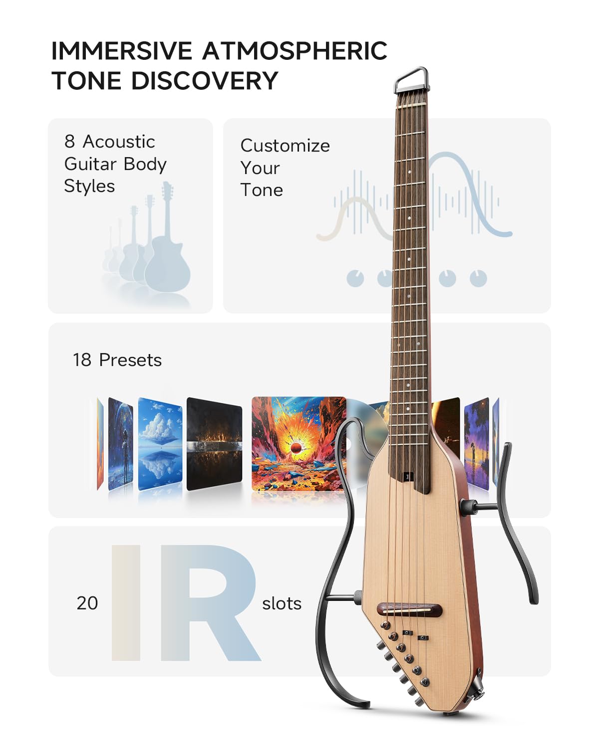 Donner HUSH I PRO Acoustic Electric Travel Guitar (Natural)