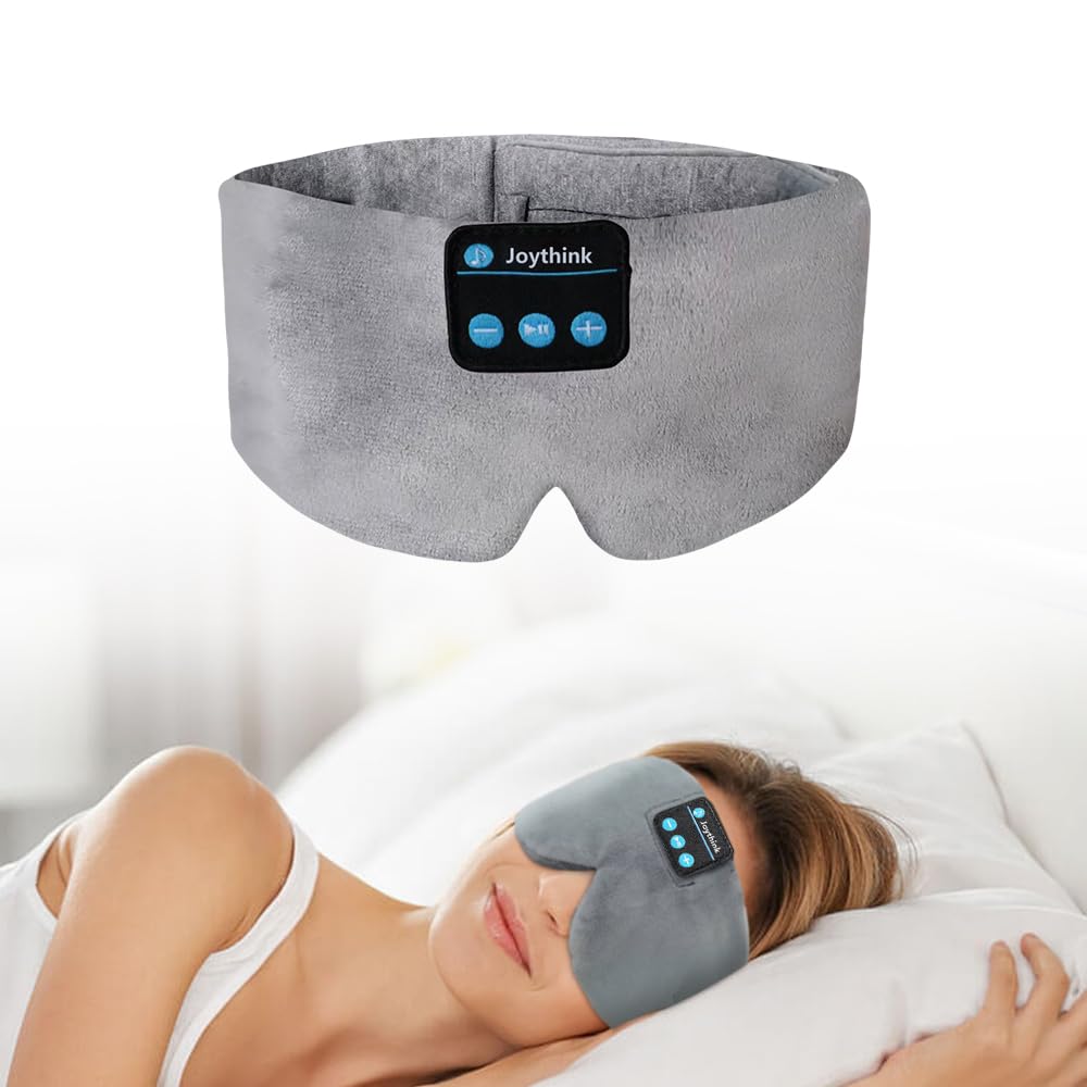 Joythink High-Tech Satin Wraparound Sleep Mask with Built-In Bluetooth Headphones (Grey)