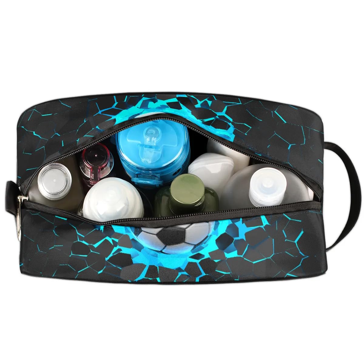 ADTASU 3D Light Wall Football Kids Toiletry Bag for Boys, Kids Dopp Kit, Waterproof Lightweight Cosmetic Bag Wash Bag Shaving Bag for Boys for Kids Toddler Travel Essential