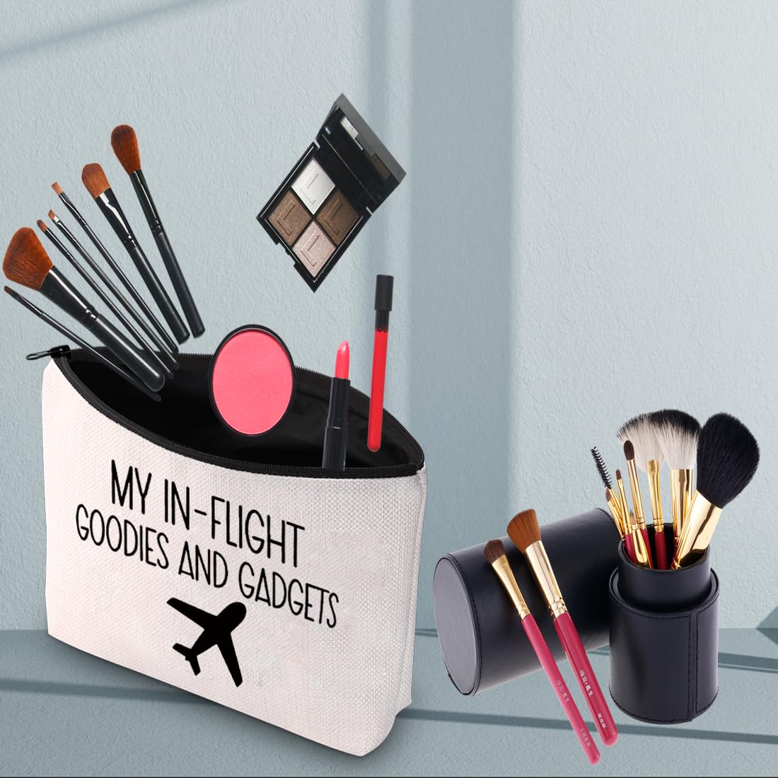 PWHAOO Flight Attendant Cosmetic Bag My In-Flight Goodies and Gadgets Cosmetic Bag Airplane Traveler Gift (My In-Flight Goodies B)